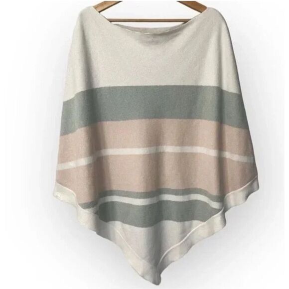 Barefoot Dreams CozyChic Ultra Lite Ocean Breeze Poncho Pink Multi-Stripe O/S Nw - Picture 2 of 6